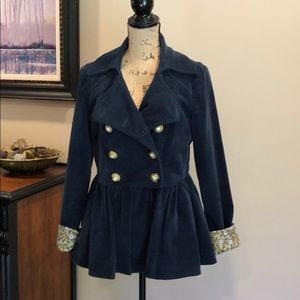 Idra Navy Peplum Coat - Size 6
